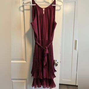 Ann Taylor Elegant Burgundy Polka Dot Dress, Size 6